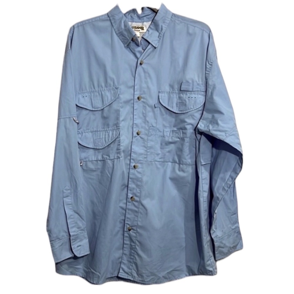 Outdoor By Hilton Long Sleeved Ventilated Fishing Shirt - Blue - Size Large